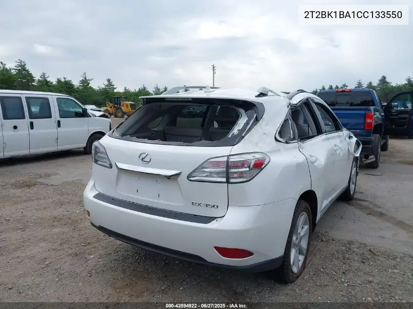 2012 Lexus Rx VIN: 2T2BK1BA1CC133550 Lot: 42594922