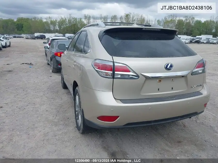 2013 Lexus Rx 450 VIN: JTJBC1BA8D2438106 Lot: 12306490