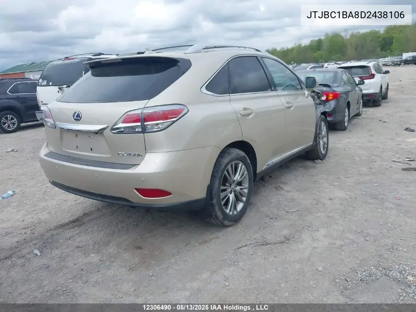 2013 Lexus Rx 450 VIN: JTJBC1BA8D2438106 Lot: 12306490