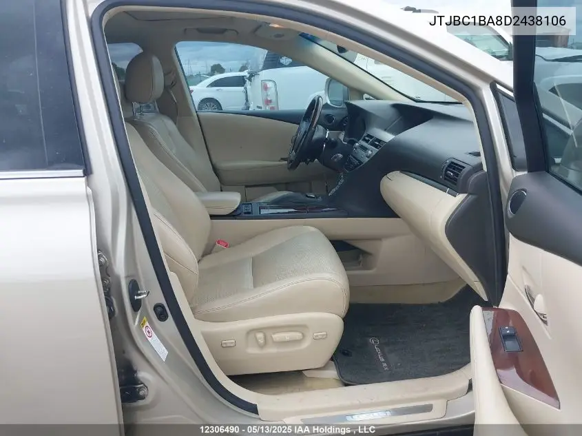 2013 Lexus Rx 450 VIN: JTJBC1BA8D2438106 Lot: 12306490