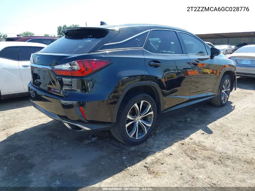 2016 Lexus Rx 350 VIN: 2T2ZZMCA6GC028776 Lot: 42256544