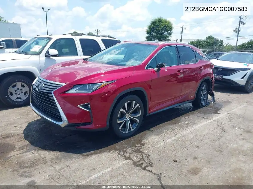 2016 Lexus Rx 450H VIN: 2T2BGMCA1GC007583 Lot: 42590022