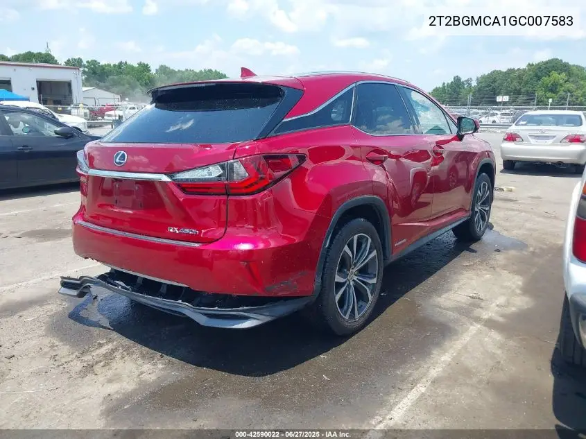 2016 Lexus Rx 450H VIN: 2T2BGMCA1GC007583 Lot: 42590022