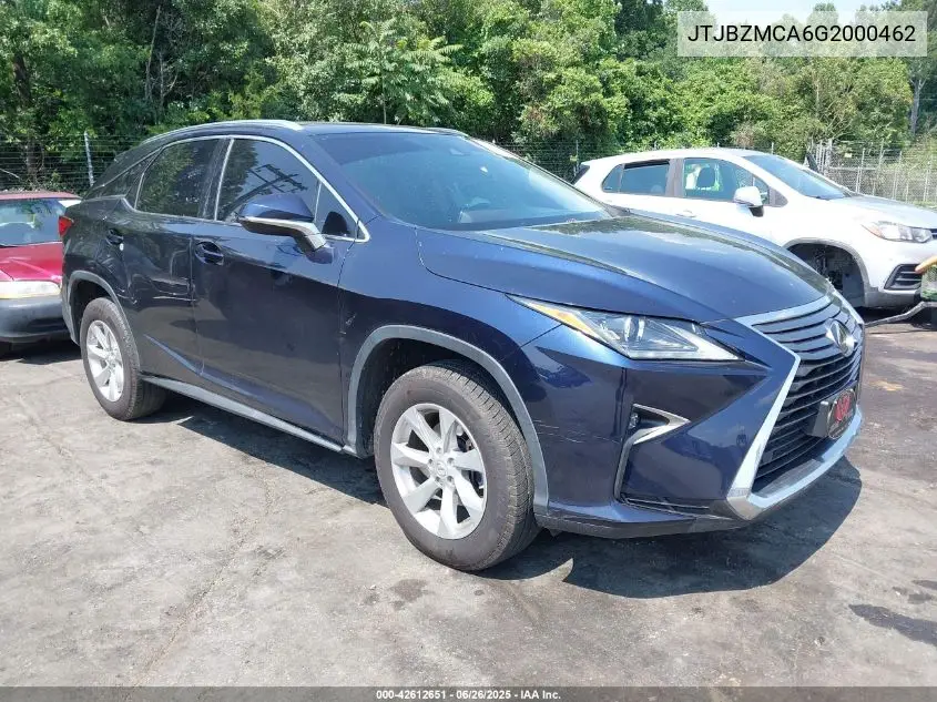 2016 Lexus Rx 350 VIN: JTJBZMCA6G2000462 Lot: 42612651