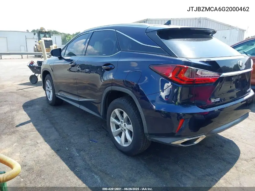 2016 Lexus Rx 350 VIN: JTJBZMCA6G2000462 Lot: 42612651