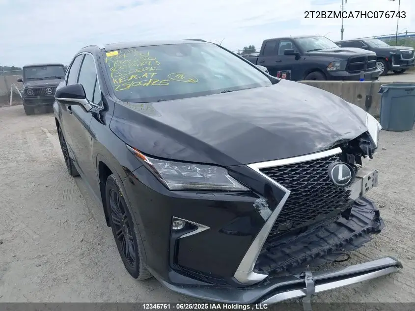 2017 Lexus Rx 350/Base/F Sport VIN: 2T2BZMCA7HC076743 Lot: 12346761
