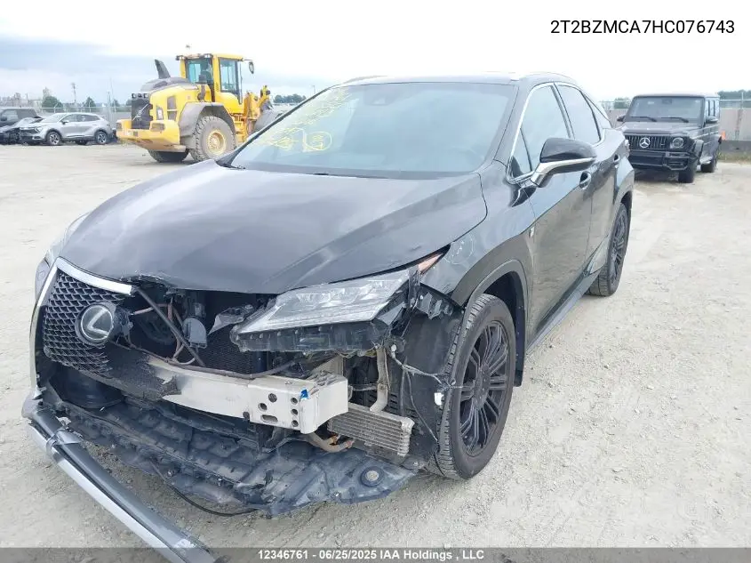 2017 Lexus Rx 350/Base/F Sport VIN: 2T2BZMCA7HC076743 Lot: 12346761
