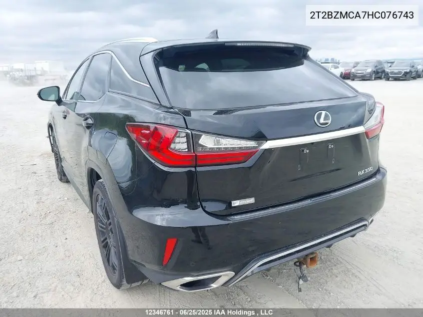 2017 Lexus Rx 350/Base/F Sport VIN: 2T2BZMCA7HC076743 Lot: 12346761