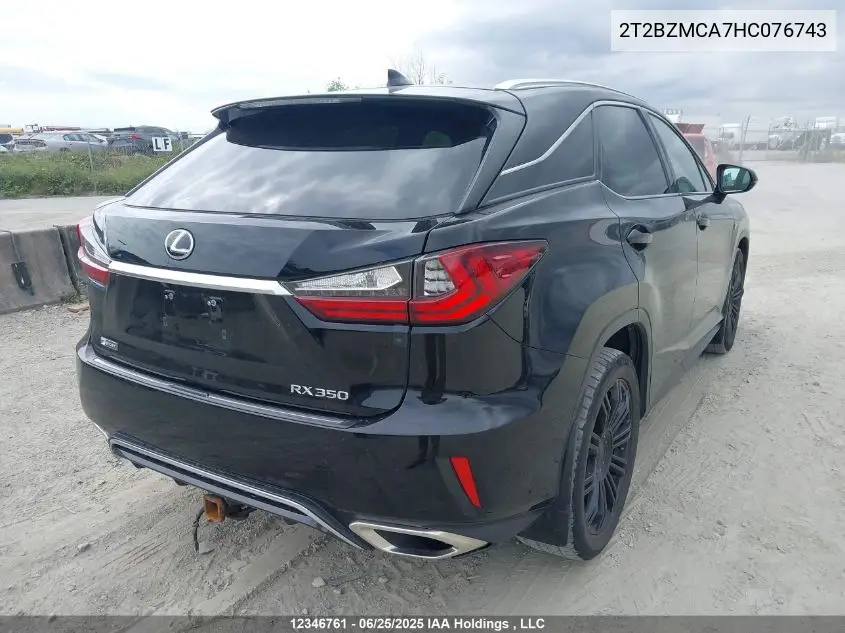 2017 Lexus Rx 350/Base/F Sport VIN: 2T2BZMCA7HC076743 Lot: 12346761