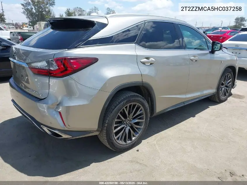 2017 Lexus Rx 350 F Sport VIN: 2T2ZZMCA5HC037258 Lot: 42258156