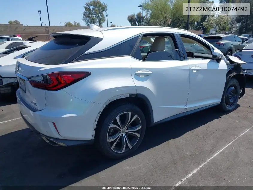 2017 Lexus Rx 350/Base/F Sport VIN: 2T2ZZMCA0HC074492 Lot: 42614602