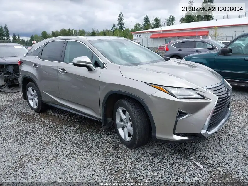 2017 Lexus Rx 350 VIN: 2T2BZMCA2HC098004 Lot: 42616492