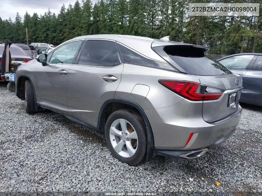 2017 Lexus Rx 350 VIN: 2T2BZMCA2HC098004 Lot: 42616492