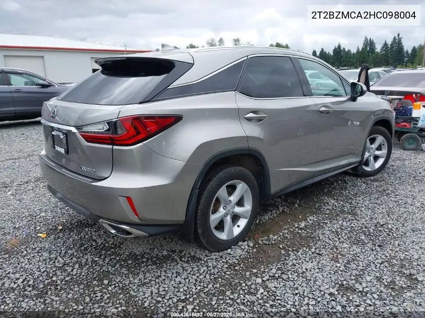 2017 Lexus Rx 350 VIN: 2T2BZMCA2HC098004 Lot: 42616492