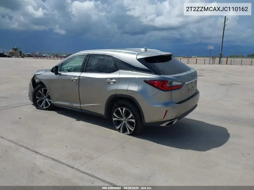 2018 Lexus Rx 350 VIN: 2T2ZZMCAXJC110162 Lot: 42608568