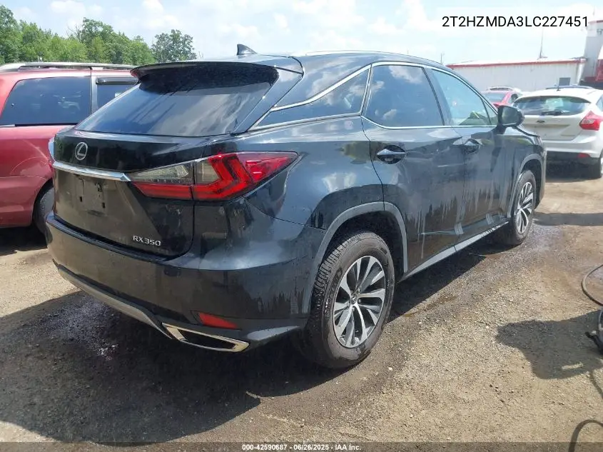 2020 Lexus Rx 350 VIN: 2T2HZMDA3LC227451 Lot: 42590687