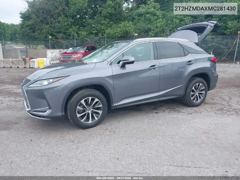 2021 Lexus Rx 350 VIN: 2T2HZMDAXMC281430 Lot: 42616263