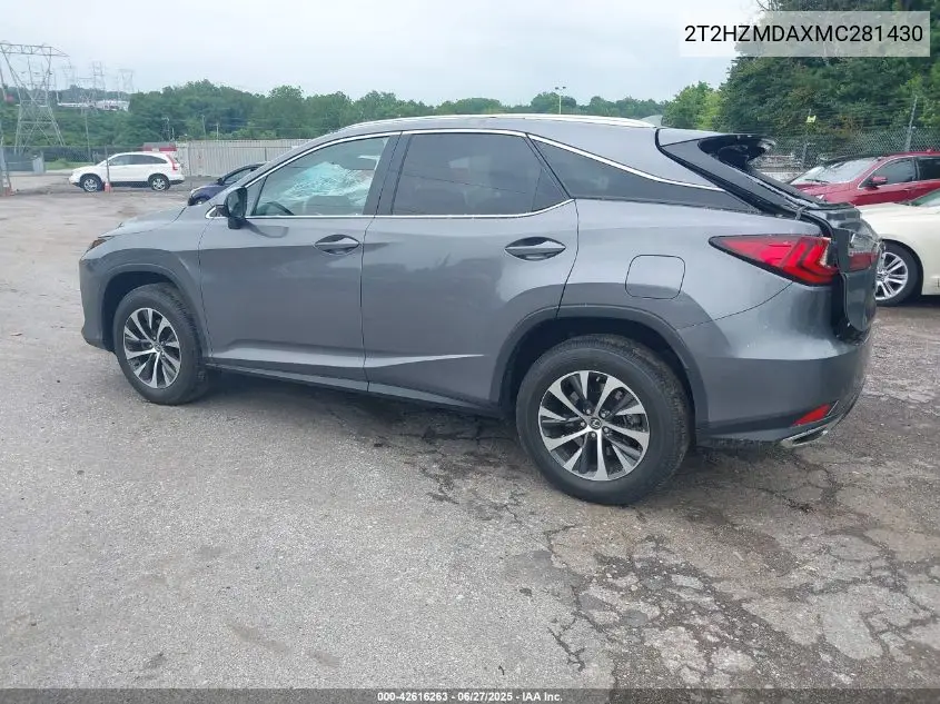 2021 Lexus Rx 350 VIN: 2T2HZMDAXMC281430 Lot: 42616263