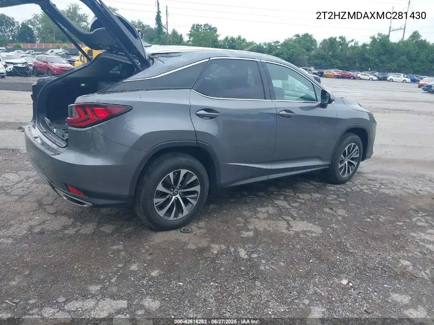 2021 Lexus Rx 350 VIN: 2T2HZMDAXMC281430 Lot: 42616263