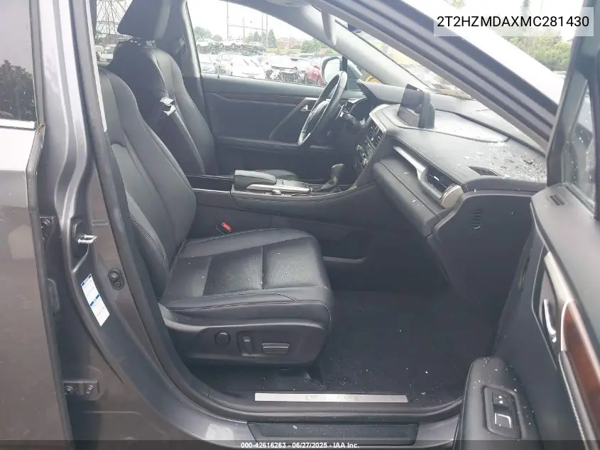 2021 Lexus Rx 350 VIN: 2T2HZMDAXMC281430 Lot: 42616263