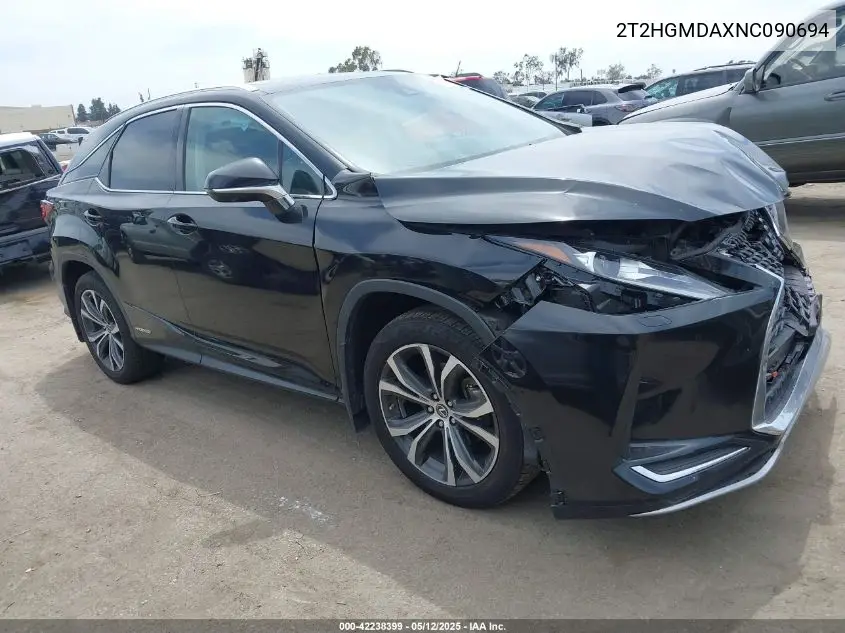 2022 Lexus Rx 450H VIN: 2T2HGMDAXNC090694 Lot: 42238399