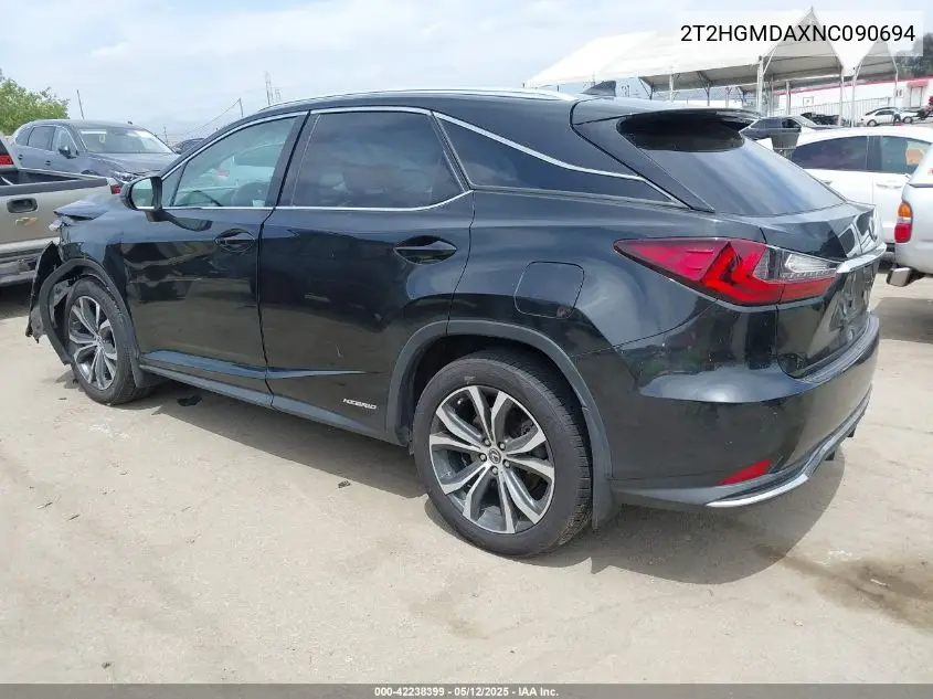 2022 Lexus Rx 450H VIN: 2T2HGMDAXNC090694 Lot: 42238399