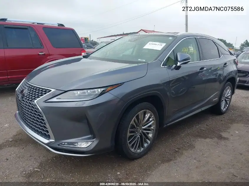 2022 Lexus Rx 450H VIN: 2T2JGMDA7NC075586 Lot: 42606238