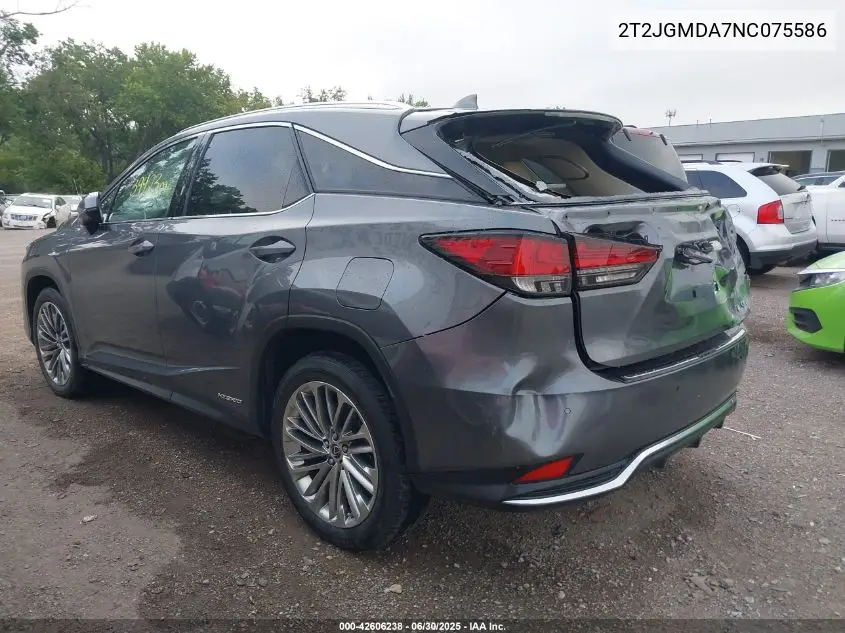 2022 Lexus Rx 450H VIN: 2T2JGMDA7NC075586 Lot: 42606238