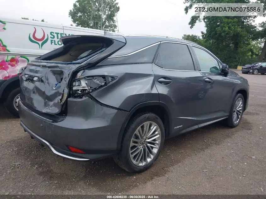 2022 Lexus Rx 450H VIN: 2T2JGMDA7NC075586 Lot: 42606238