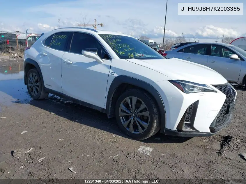 2019 Lexus Ux 250H VIN: JTHU9JBH7K2003385 Lot: 12281340