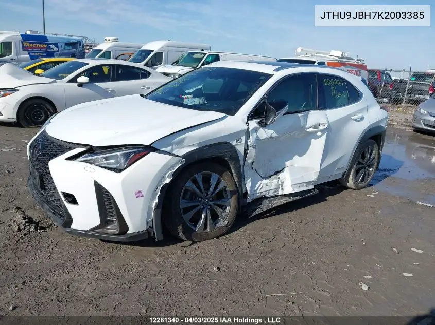 2019 Lexus Ux 250H VIN: JTHU9JBH7K2003385 Lot: 12281340