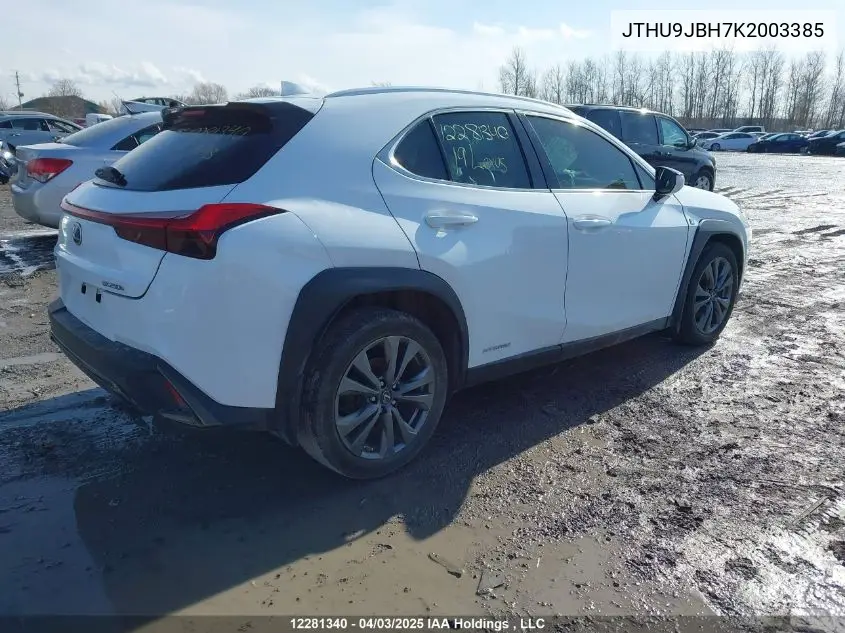 2019 Lexus Ux 250H VIN: JTHU9JBH7K2003385 Lot: 12281340