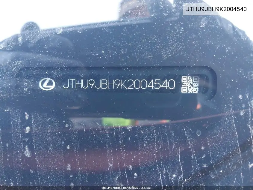 2019 Lexus Ux 250H F Sport VIN: JTHU9JBH9K2004540 Lot: 41970435