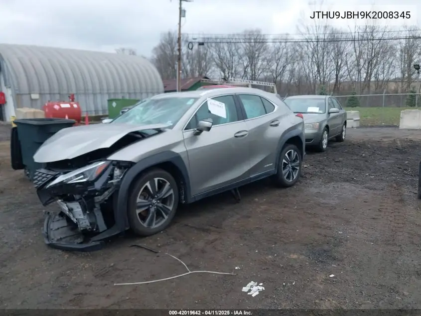 2019 Lexus Ux 250H VIN: JTHU9JBH9K2008345 Lot: 42019642