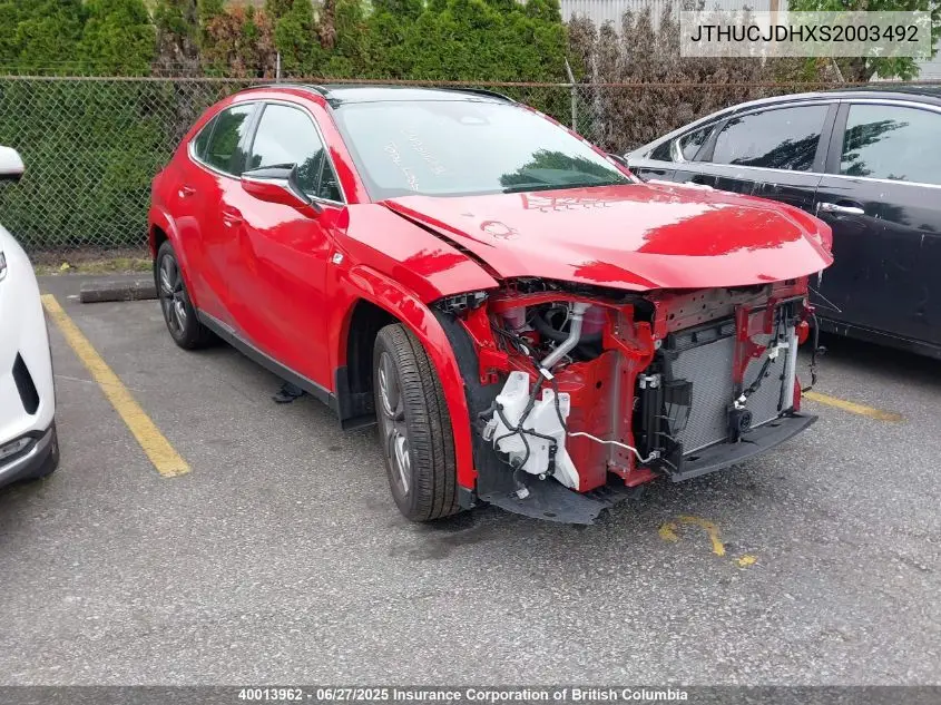 2025 Lexus Ux 300H VIN: JTHUCJDHXS2003492 Lot: 40013962