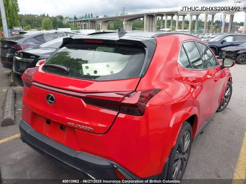 2025 Lexus Ux 300H VIN: JTHUCJDHXS2003492 Lot: 40013962