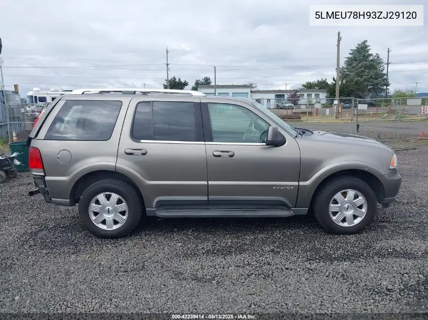 2003 Lincoln Aviator VIN: 5LMEU78H93ZJ29120 Lot: 42239414