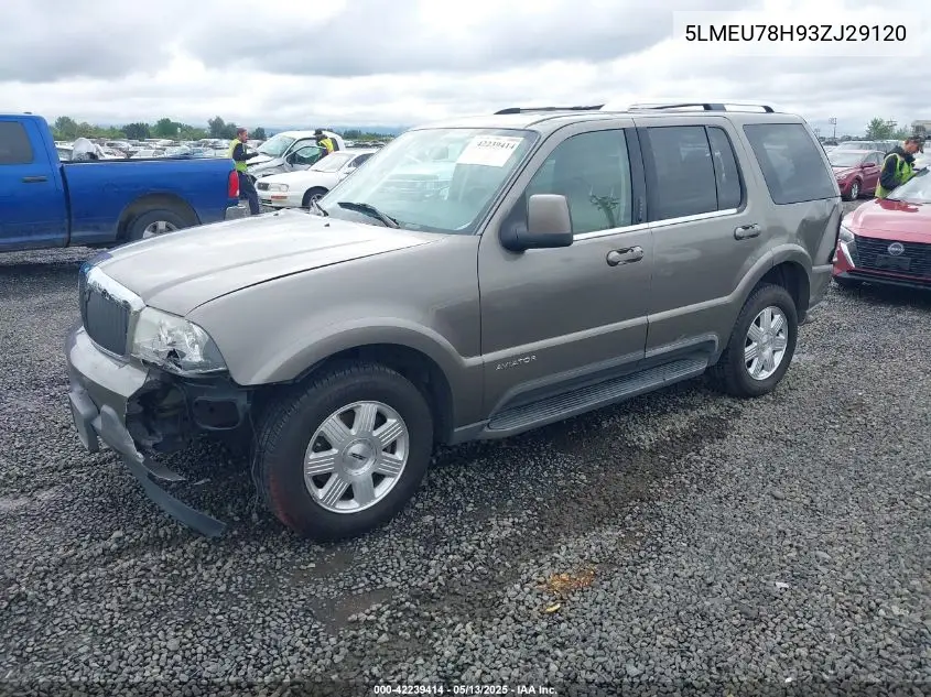 2003 Lincoln Aviator VIN: 5LMEU78H93ZJ29120 Lot: 42239414