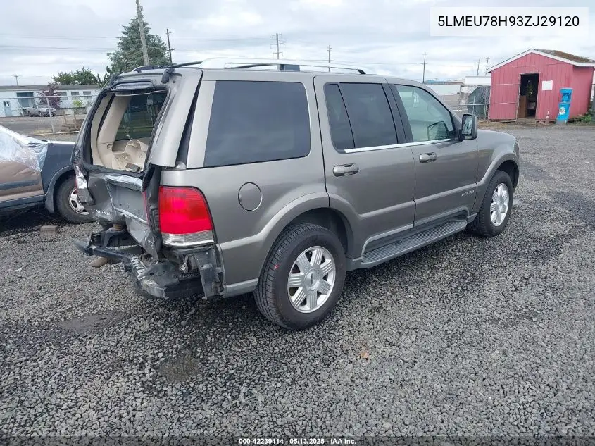 2003 Lincoln Aviator VIN: 5LMEU78H93ZJ29120 Lot: 42239414