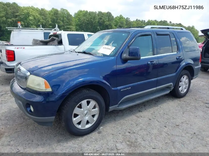 2005 Lincoln Aviator VIN: 5LMEU68H75ZJ11986 Lot: 42616047