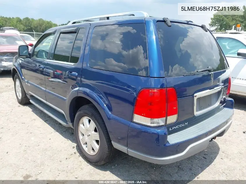 2005 Lincoln Aviator VIN: 5LMEU68H75ZJ11986 Lot: 42616047