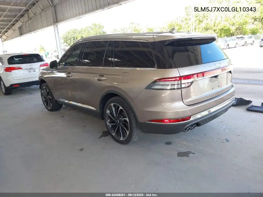 2020 Lincoln Aviator Reserve VIN: 5LM5J7XC0LGL10343 Lot: 42486201