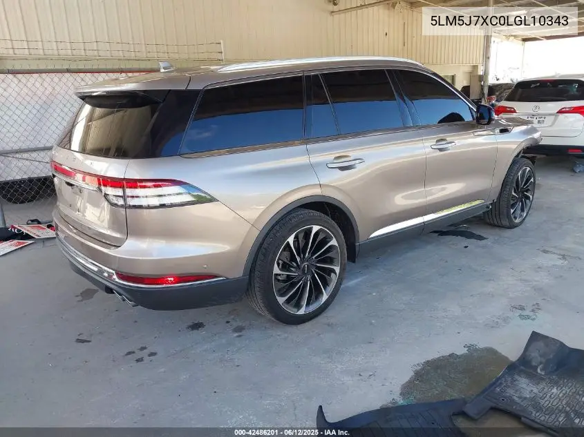 2020 Lincoln Aviator Reserve VIN: 5LM5J7XC0LGL10343 Lot: 42486201