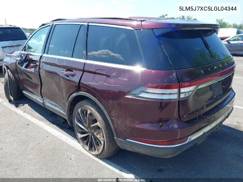 2020 Lincoln Aviator Reserve VIN: 5LM5J7XC5LGL04344 Lot: 42530138