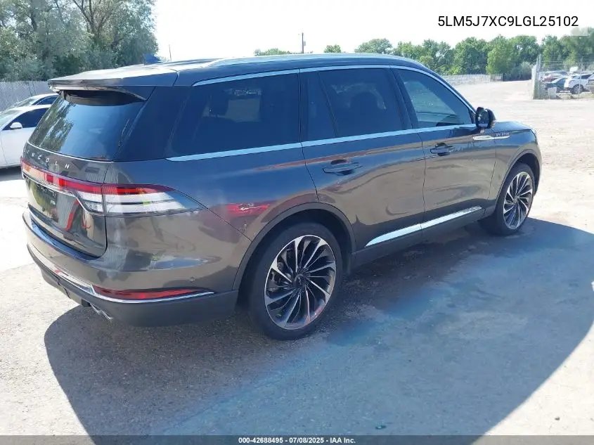 2020 Lincoln Aviator Reserve VIN: 5LM5J7XC9LGL25102 Lot: 42688495