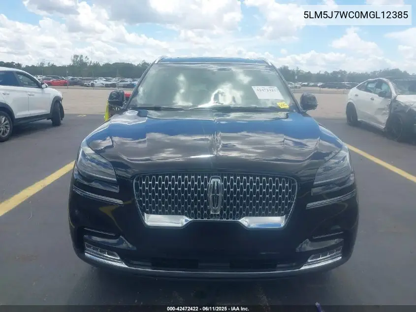 2021 Lincoln Aviator Reserve VIN: 5LM5J7WC0MGL12385 Lot: 42472422