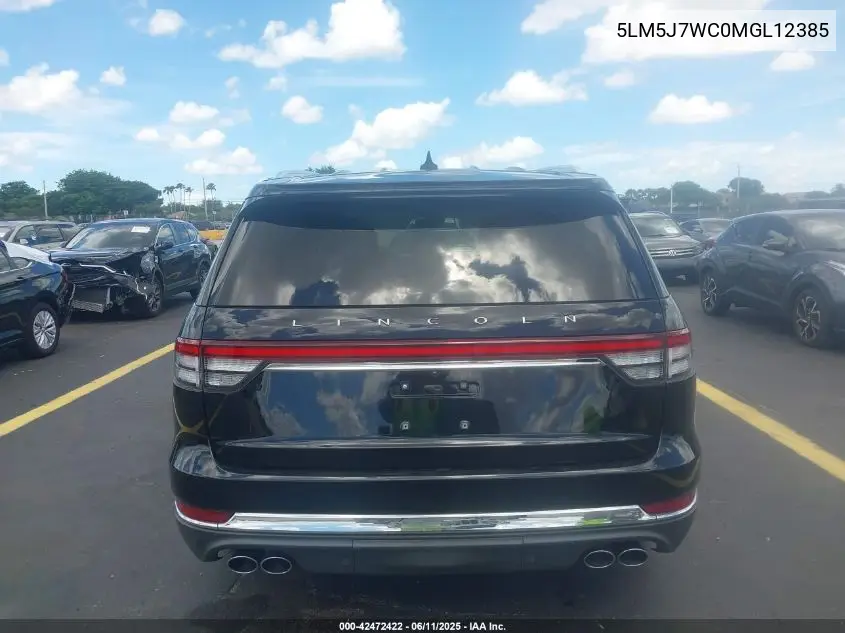 2021 Lincoln Aviator Reserve VIN: 5LM5J7WC0MGL12385 Lot: 42472422