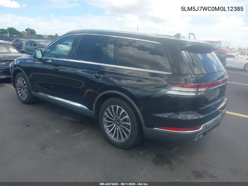 2021 Lincoln Aviator Reserve VIN: 5LM5J7WC0MGL12385 Lot: 42472422