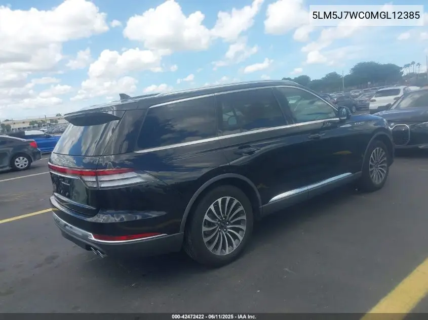 2021 Lincoln Aviator Reserve VIN: 5LM5J7WC0MGL12385 Lot: 42472422