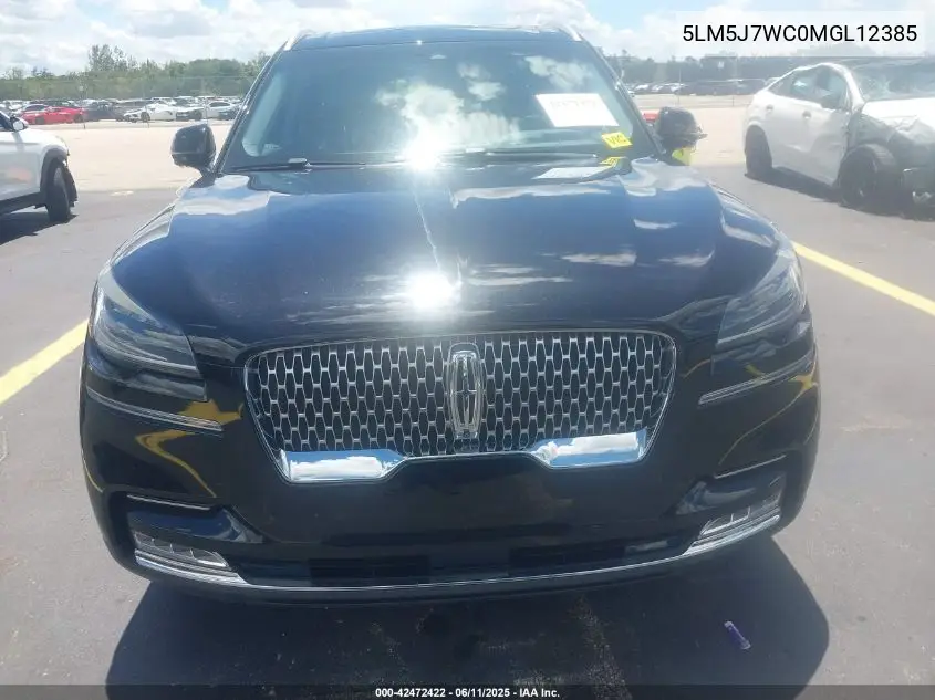 2021 Lincoln Aviator Reserve VIN: 5LM5J7WC0MGL12385 Lot: 42472422